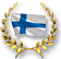Suomen lippu kultaisen laakeriseppeleen ympäröimänä. Suomen lippu kultaisen laakeriseppeleen ympäröimänä.